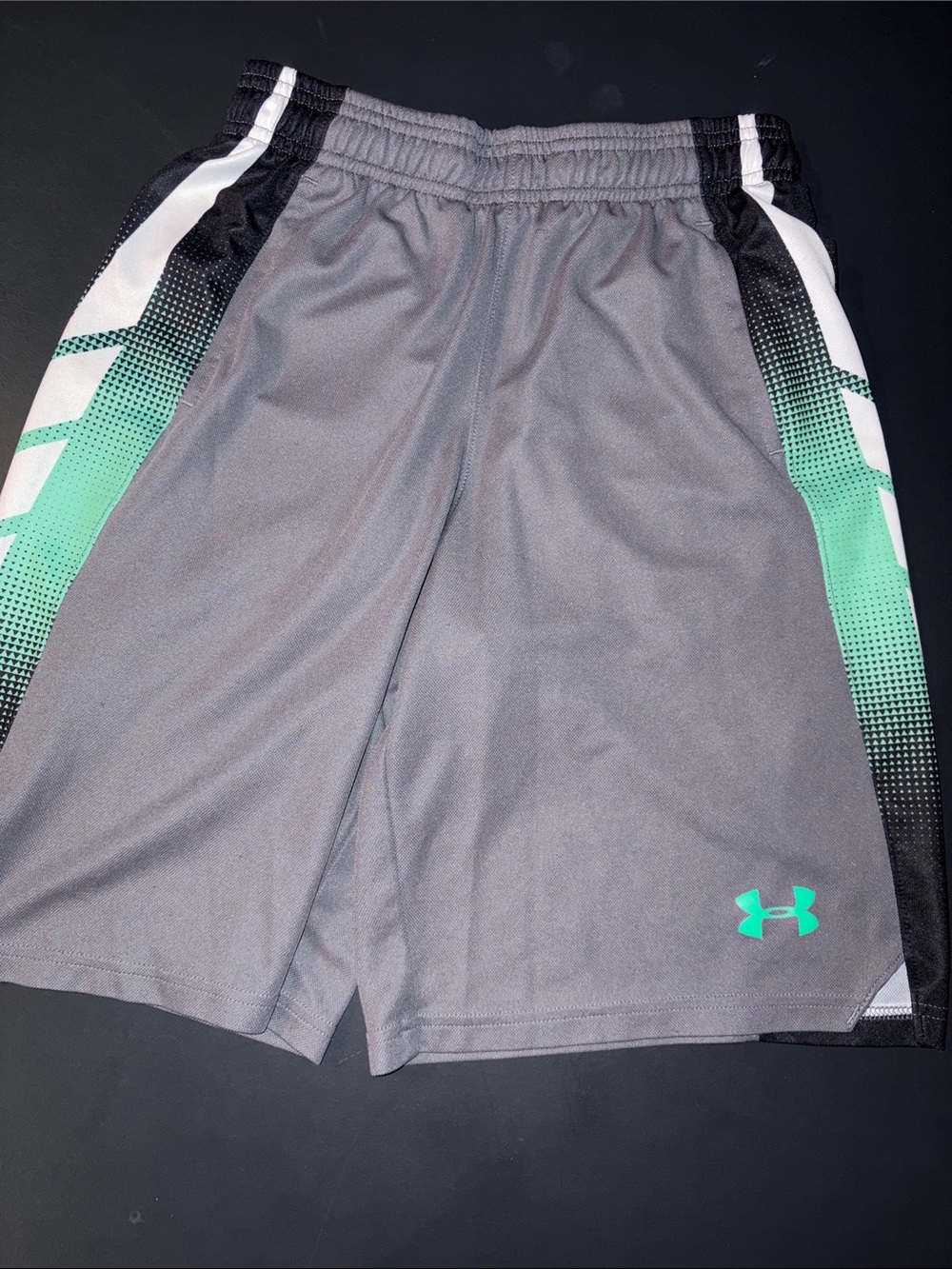 Under Armour Boy’s Gray Athletic Shorts with Mint Accents
